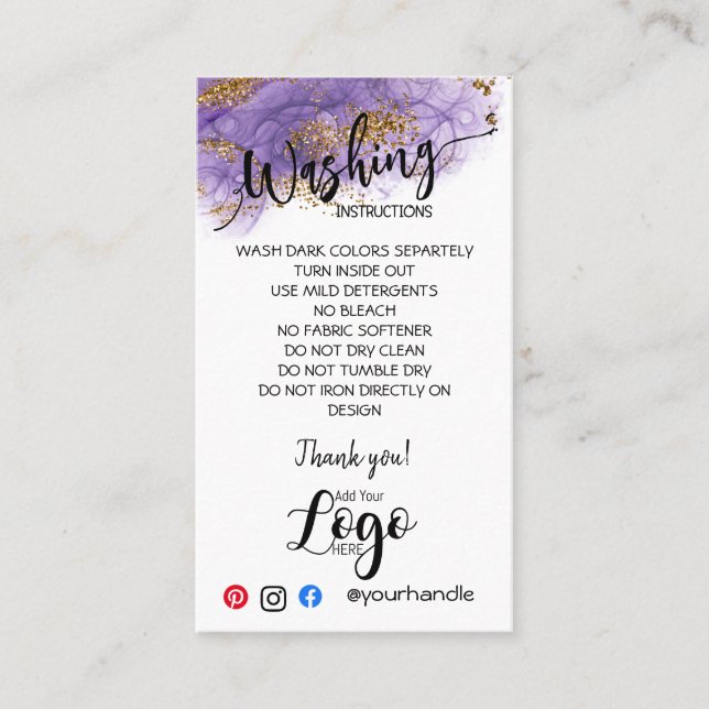 Cartão De Visita ADICIONAR AS PLACAS DE CUIDADOS DAS SUAS Instruçõe (Frente)