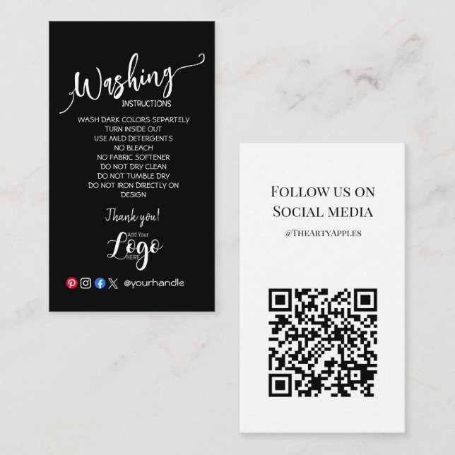 Cartão De Visita ADICIONAR AS PLACAS DE CUIDADOS DAS SUAS Instruçõe (Frente/Verso)