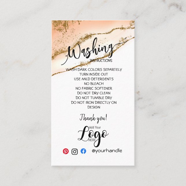 Cartão De Visita ADICIONAR AS PLACAS DE CUIDADOS DAS SUAS Instruçõe (Frente)