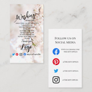 Cartão De Visita ADICIONAR instruções de lavagem de LOGOTIPO Flor