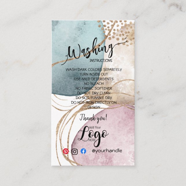 Cartão De Visita ADICIONAR instruções de lavagem do LOGOTIPO CARTÕE (Frente)