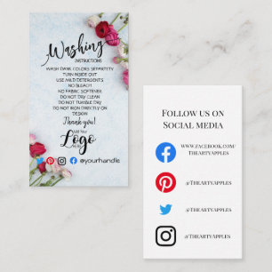 Cartão De Visita ADICIONAR instruções de lavagem do LOGOTIPO flor