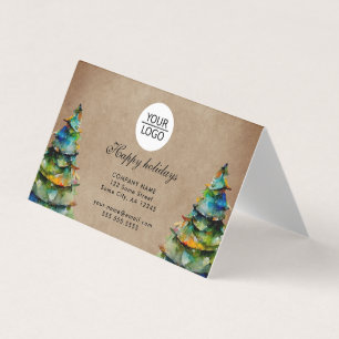 Cartão De Visita Adicionar Texto Personalizado Texto de Natal Árvor