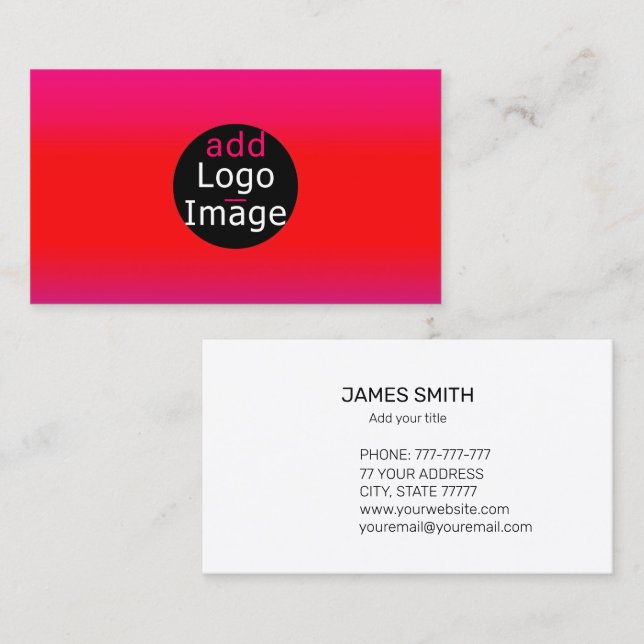 Cartão De Visita Adicione a sua própria imagem magenta personalizáv (Frente/Verso)