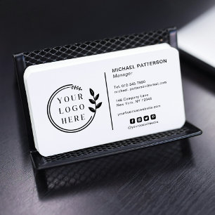 Cartão De Visita Adicione Seu Código QR de Mídia Social Logo Corpor