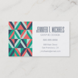 Cartão De Visita Adicione seu geométrico moderno do meio século