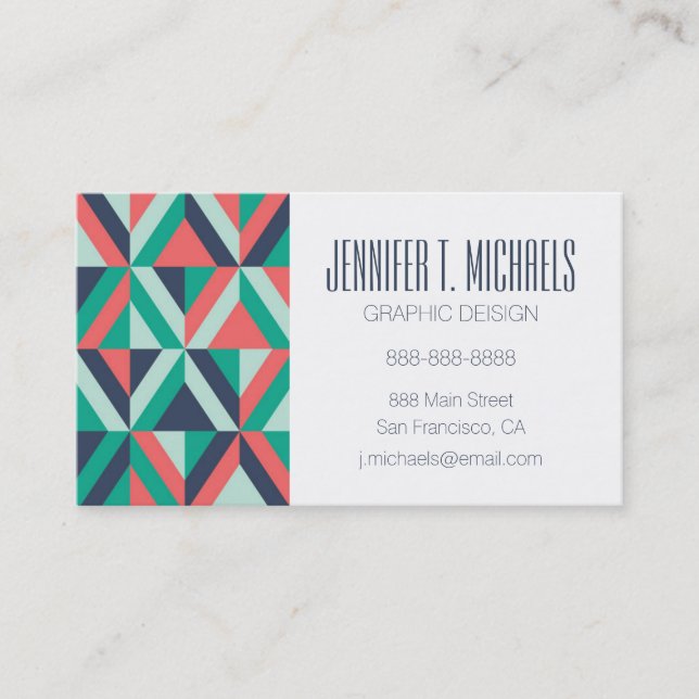 Cartão De Visita Adicione seu geométrico moderno do meio século (Frente)