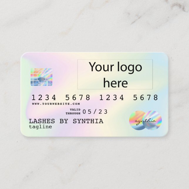 Cartão De Visita adicione seu logotipo Holograph Modern Credit Card (Frente)