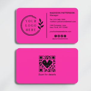 Cartão De Visita Adicione seu logotipo Mídia social Código QR Empre