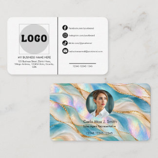 Cartão De Visita Adicione seu logotipo personalizado opala ágata mi