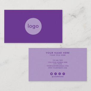 Cartão De Visita Adicione Seu Logotipo Personalizado Roxo Lavanda P