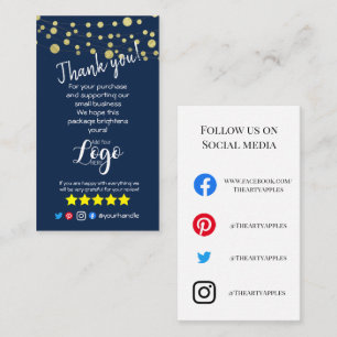 Cartão De Visita ADICIONE seu obrigado de LOGOTIPO a seu pedido, in