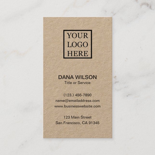 Cartão De Visita Adicione seu papel profissional de logotipo Kraft  (Frente)