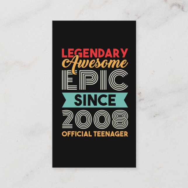 Cartão De Visita Adolescente Oficial 13 Birthday, Treze Anos (Frente)