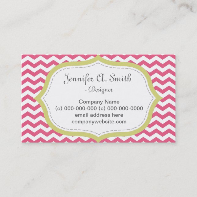 Cartão De Visita Adorável, elegante e moderno divisa rosa (Frente)