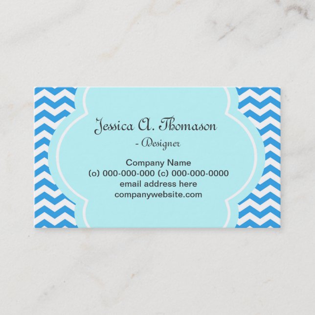 Cartão De Visita Adorável, elegante, moderno diafragma azul (Frente)