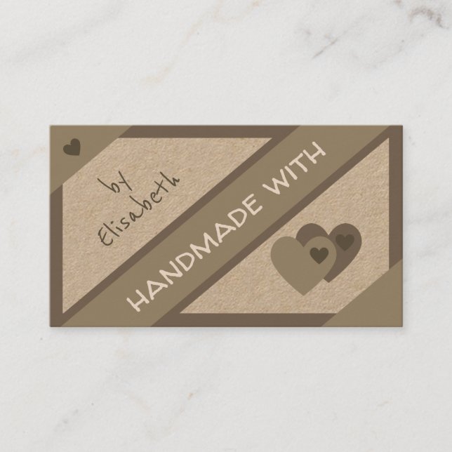 Cartão De Visita Adoro Corações Castanhos Clássicos (Frente)