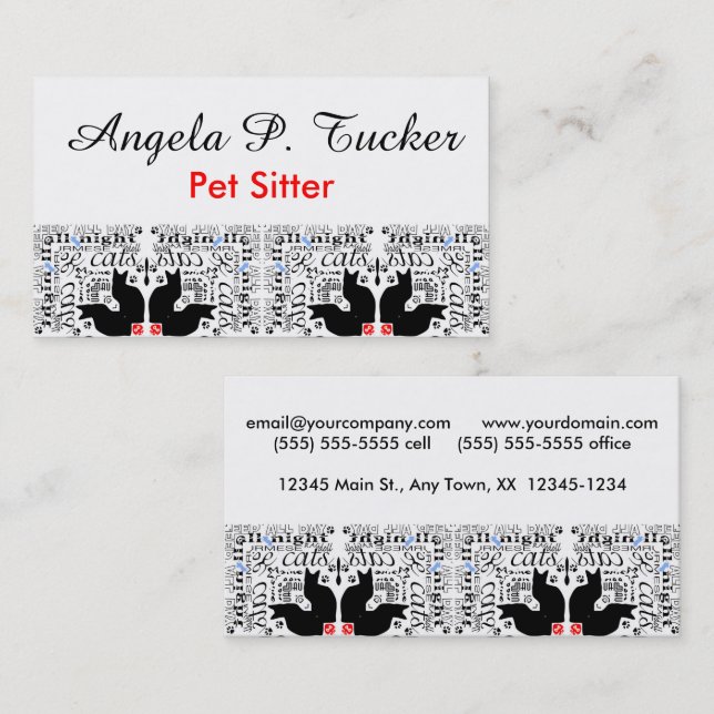 Cartão De Visita Adoro Gatos Pretos Caleidoscópio (Frente/Verso)
