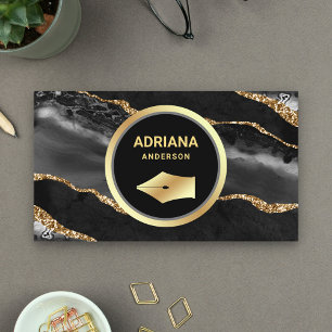 Cartão De Visita Advogado Advogado Caneta Nib Ouro Ágata Preta