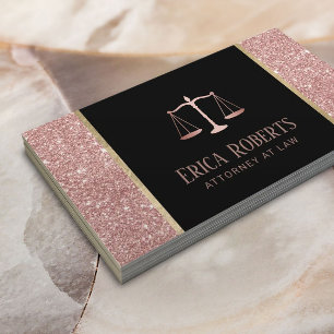 Cartão De Visita Advogado-Advogado da Lei Rosa Dourado Glitter