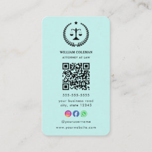 Cartão De Visita Advogado-Advogado Juiz de Justiça Escala Qr Code