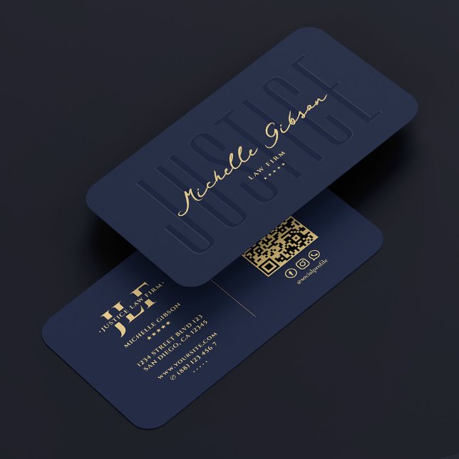 Cartão De Visita Advogado-Advogado Moderno Empresa de Direito Monog (Modern Lawyer Attorney Law Firm Monogram Navy Blue Business Card
)