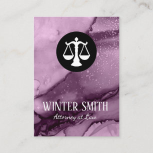 Cartão De Visita Advogado da lei violet marble watercolor