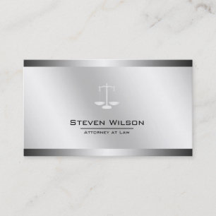 Cartão De Visita Advogado da Lei White e Silver Steel Legal