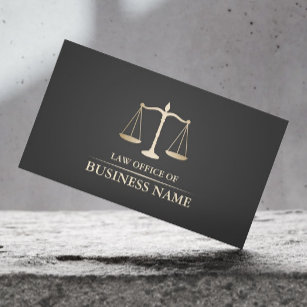 Cartão De Visita Advogado de Cinzas Escuras em Escala Dourada da Le