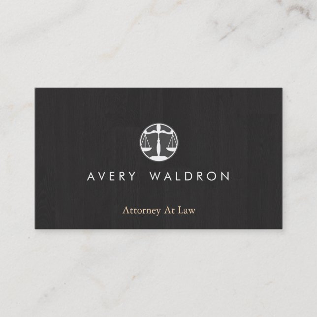 Cartão De Visita Advogado de Direito de Preto Moderno (Frente)