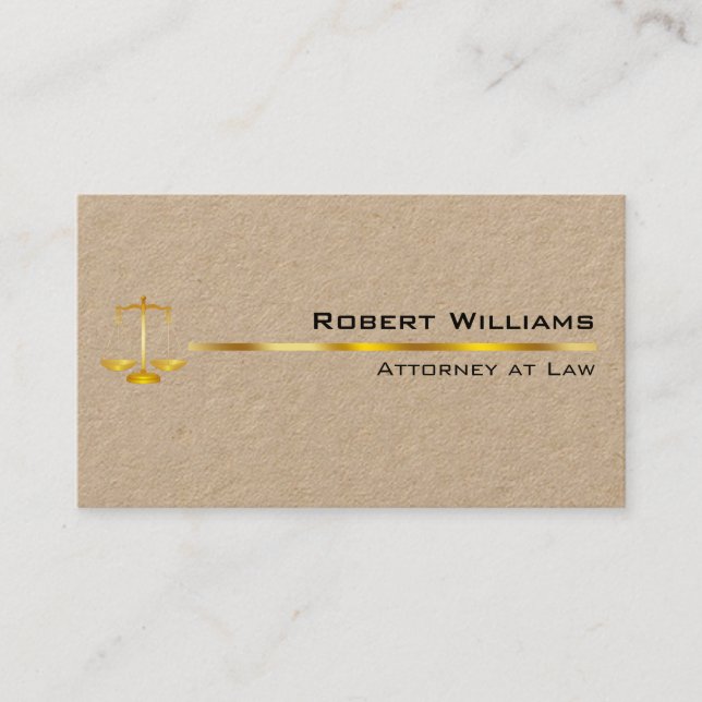 Cartão De Visita Advogado De Direito Profissional Simples Dourado J (Frente)