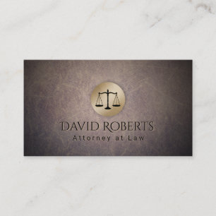 Cartão De Visita Advogado de Leather em Escala Dourada da Lei