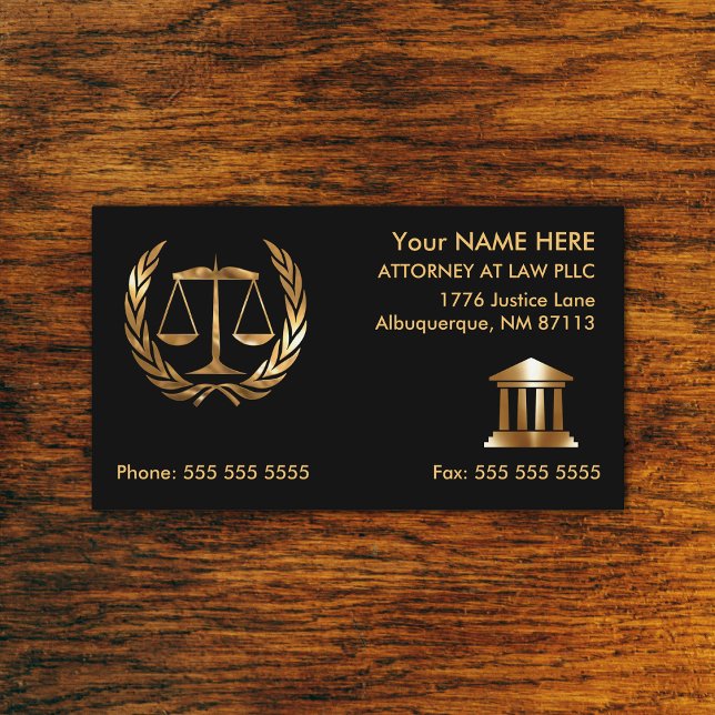 Cartão De Visita Advogado de Lei Preto e Dourado (ATTORNEY BUSINESS CARDS)
