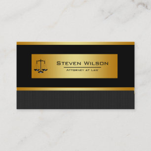 Cartão De Visita Advogado de Lei Preto e Dourado Escala Jurídica