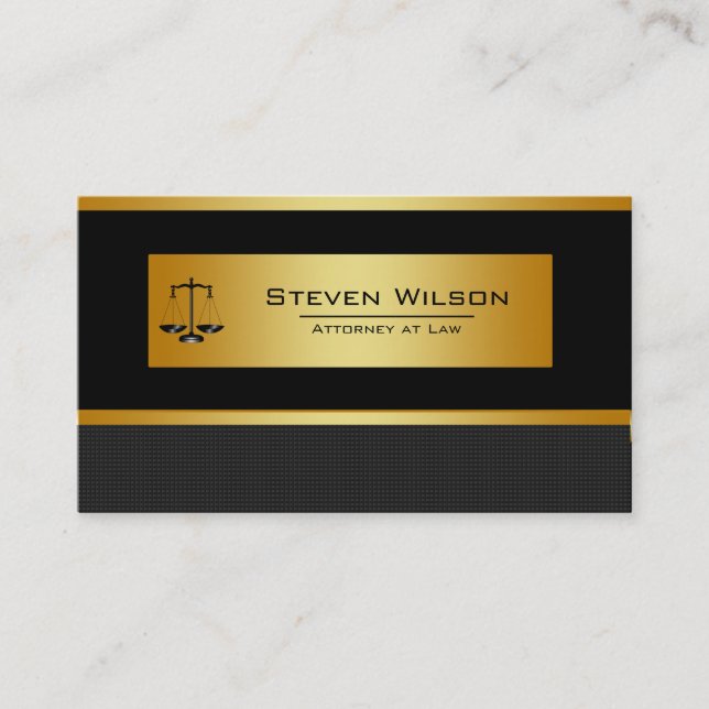 Cartão De Visita Advogado de Lei Preto e Dourado Escala Jurídica (Frente)