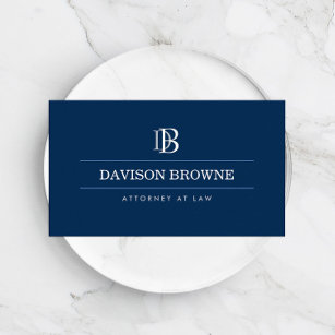 Cartão De Visita Advogado de Monograma Profissional, Lawyer Blue