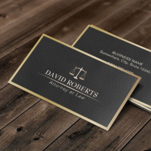 Cartão De Visita Advogado Dourado da Lei, advogado de couro preto