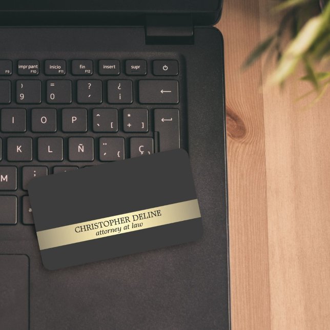 Cartão De Visita Advogado Dourado de Cinzas Elegante Simples (Criador carregado)