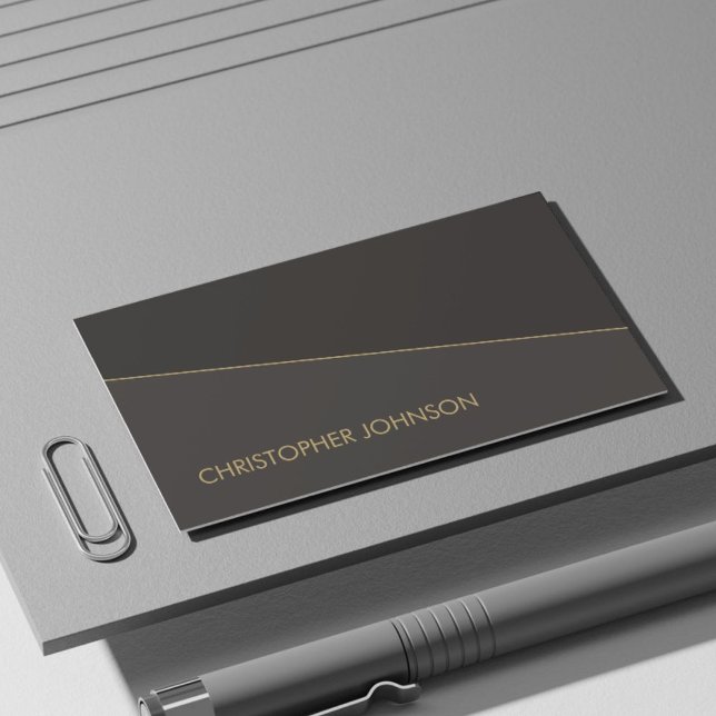 Cartão De Visita Advogado Dourado de Linha Preto Elegante Moderno (Criador carregado)