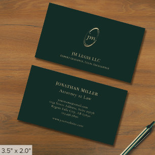 Cartão De Visita Advogado Dourado Verde Profissional Elegante