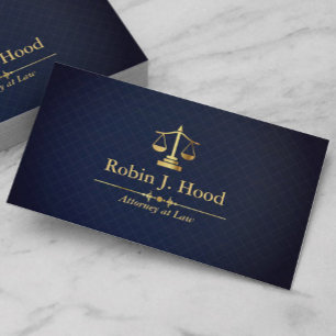 Cartão De Visita Advogado Elegante Faux Dourado da Grade Azul Escur