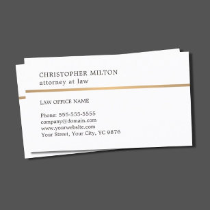 Cartão De Visita Advogado Elegante White Faux Copper Line Minimalis