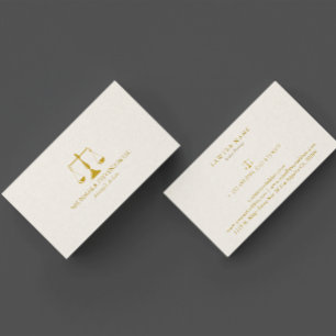 Cartão De Visita Advogado Em Escala Dourada Simples, Beige Linen