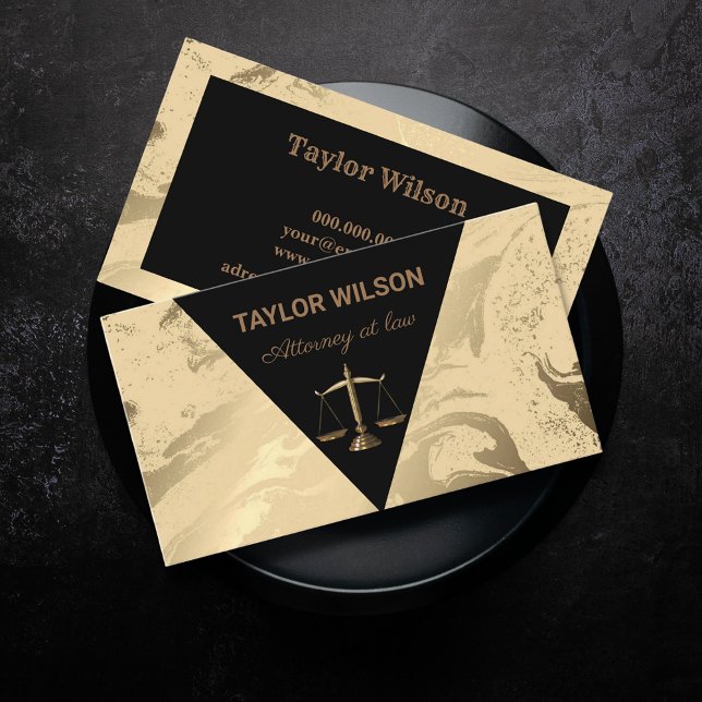 Cartão De Visita Advogado legal legista negro e ouro (Luxury business card - attorney at law, lawyer, judge )