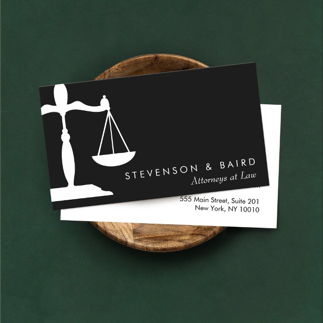Cartão De Visita Advogado Preto e Branco (Criador carregado)