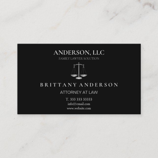 Cartão De Visita Advogado Profissional em Escala Negra (Frente)
