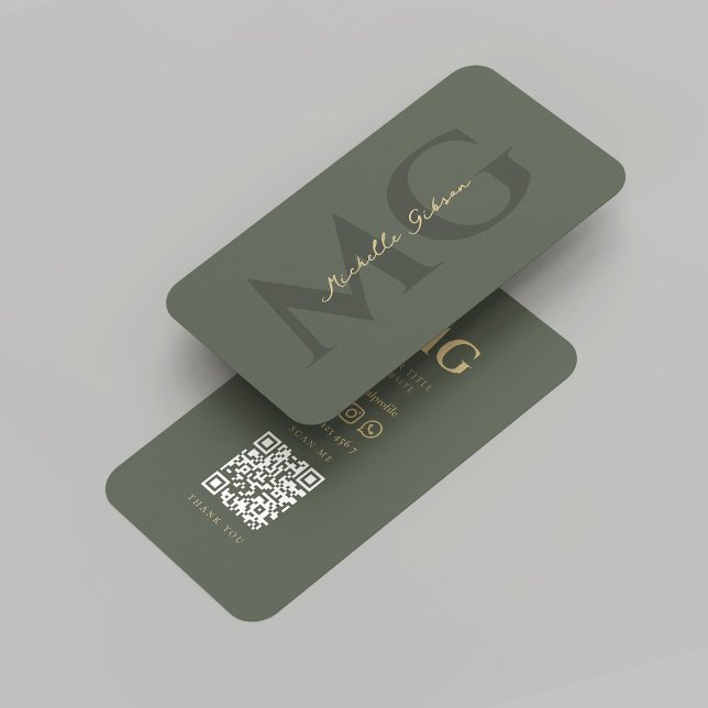 Cartão De Visita Advogado Verde do Moderno Elegante Monograma Sage (Modern Elegant Monogram Sage Green Lawyer Business Card
)