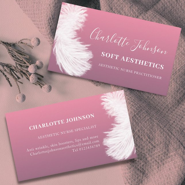 Cartão De Visita Aestesia Skincare Pink Moderno (Modern Stylish nurse aesthetics skincare pink Business card)