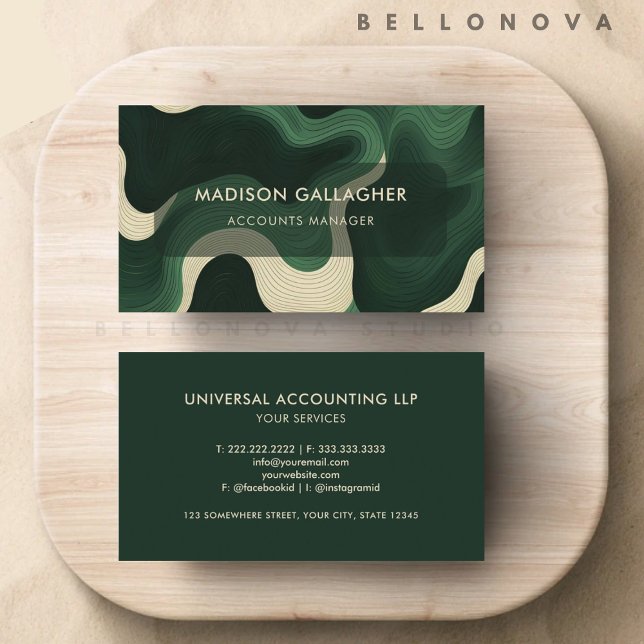 Cartão De Visita Aestética Verde Escuro Personalizada Profissional (Custom Dark Green Aesthetic Professional Business Card)