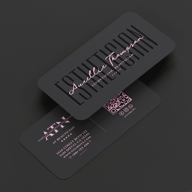 Cartão De Visita Aesthetic Beautician Cosmetologist Black Pink (Aesthetic Beautician Cosmetologist Black Pink Business Card
)